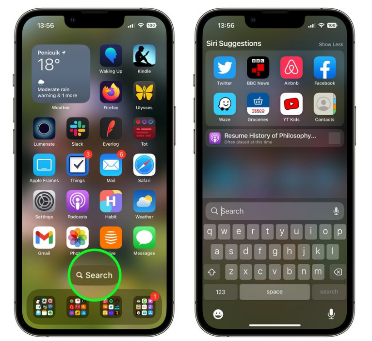 阿鲁科尔沁苹果手机维修分享升级到 iOS 16 后，如何删除主屏幕上的搜索按钮 