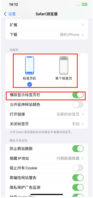 阿鲁科尔沁苹果手机维修分享Safari浏览器如何切换标签栏位置 